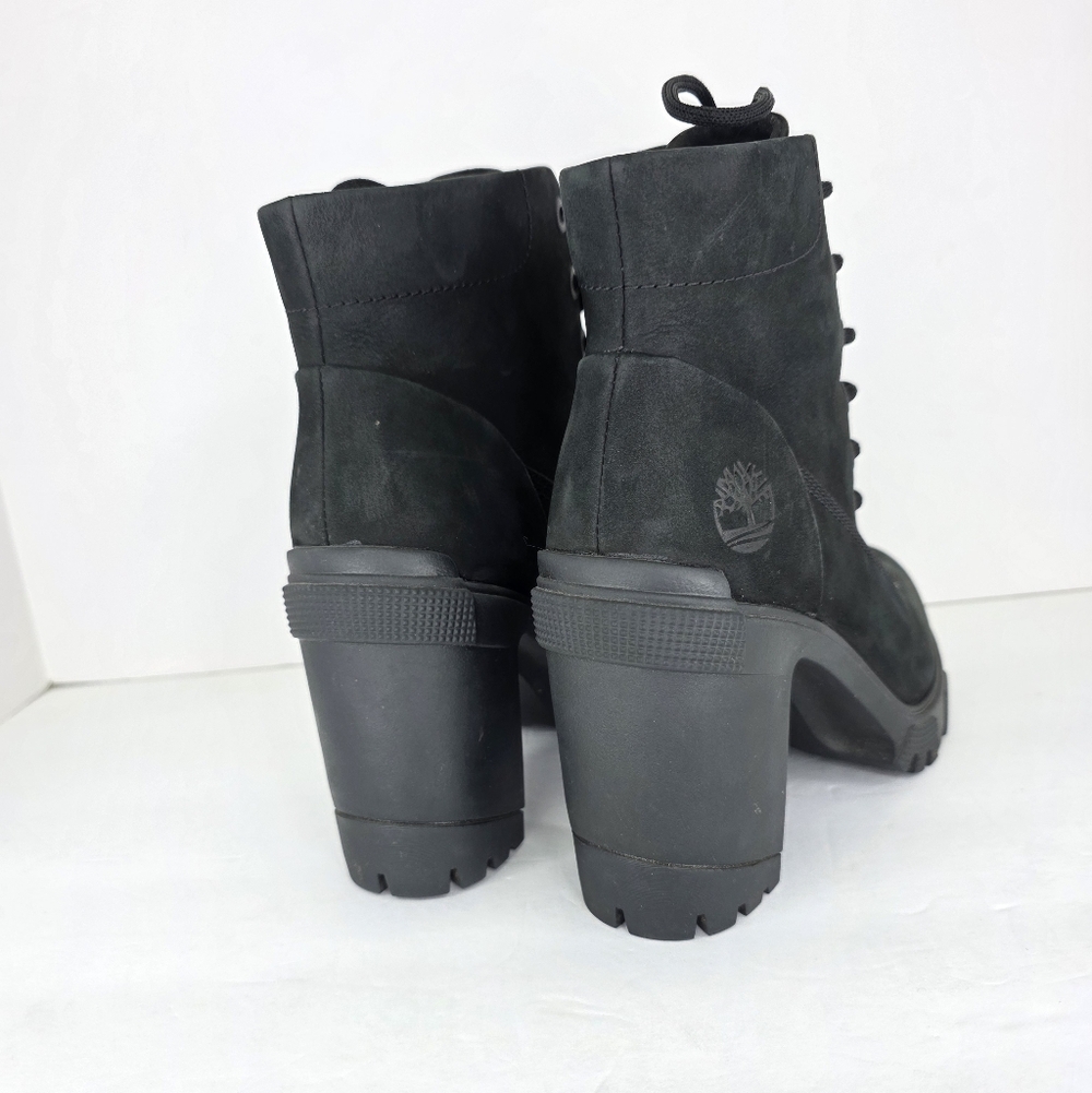 Timberland Lana Point Lace Up Heeled Nubuck Boots Black Suede Women's Size 7 - Picture 8 of 14